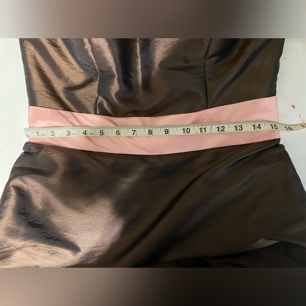 Bill Levkoff Y2K Chocolate Brown Pink Bubble Hem Bridesmaid Dress Size 12 - Picture 6 of 13